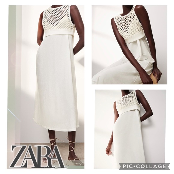 NWT- Zara CONTRAST DRESS Size S - Picture 1 of 6